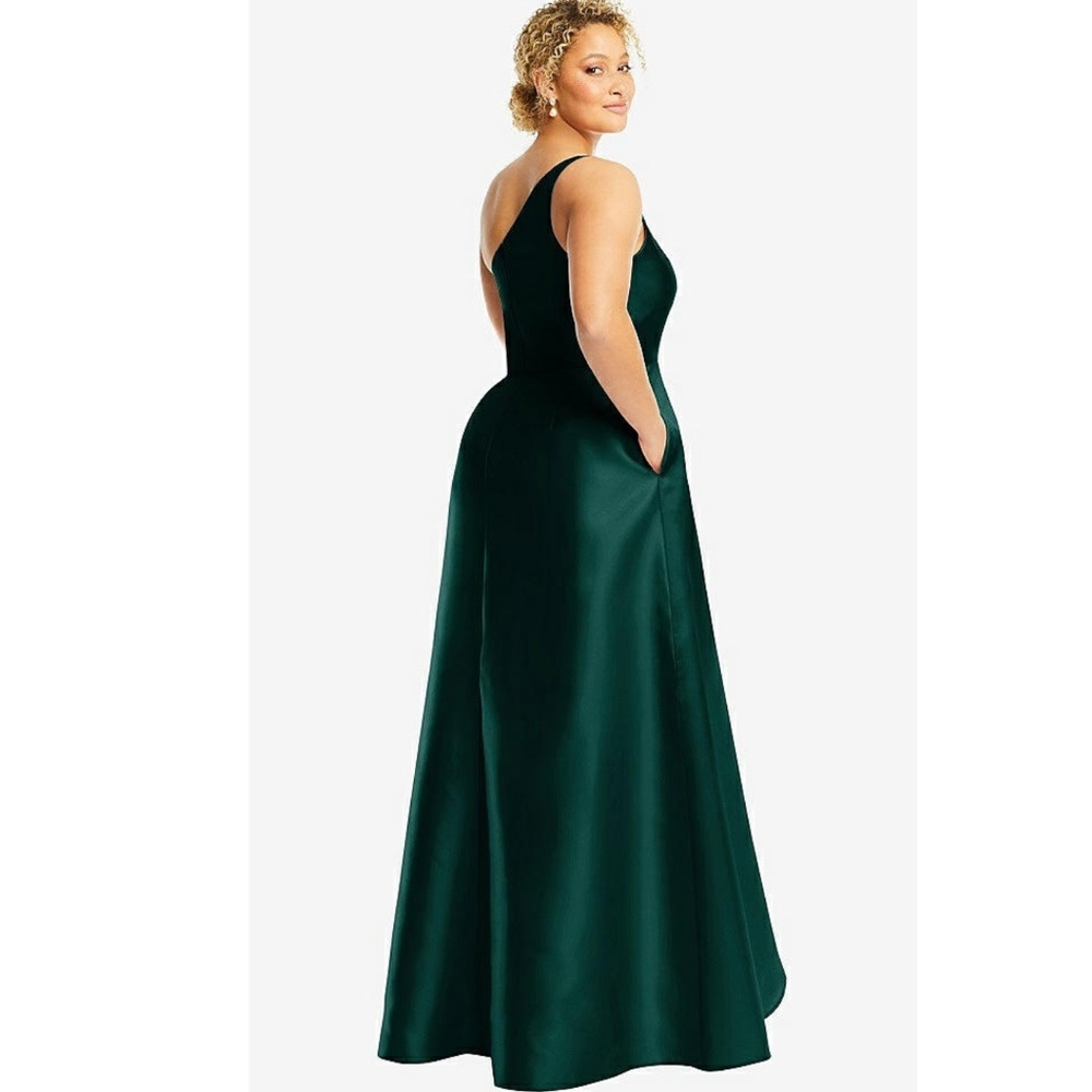 ALFRED SUNG: One-Shoulder Satin Gown (NWT) - Picture 2 of 7